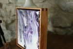 Purple Space Waterfall - 8x8" Framed Acrylic Painting