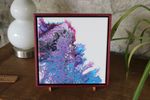 Purple Wave - 8x8" Framed Acrylic Pour Painting