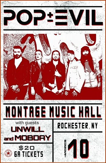 Show flyer for Pop Evil gig in Rochester, NY
