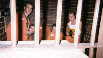 On the set (the old Calgary Remand Centre) shooting a video with Jason McCoy for his song Bury My Heart. Cell-mates are Ronnie Hayward (left), Craig Evans (back), Dan Tapanila (in the shadows)
