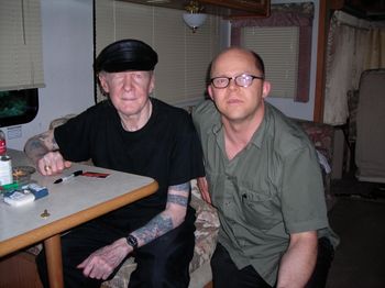 With one of my greatest heroes Johnny Winter. I was so lucky to meet him several times and to be on the bill with him at a couple of festivals.

