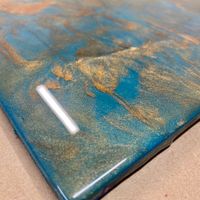 Teal and Bronze Epoxy Art Grazing/Charcuterie Serving Board