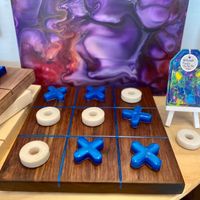 Walnut and Epoxy Tic Tac Toe Game