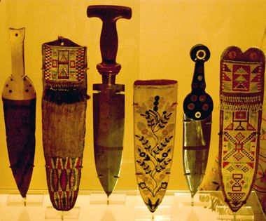 Native American knives and sheaths. Photographer: Gene Berryhill