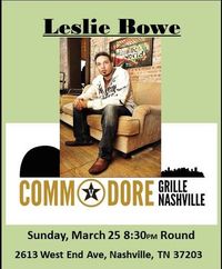 Writer Night: Leslie Bowe @ Commodore Grill