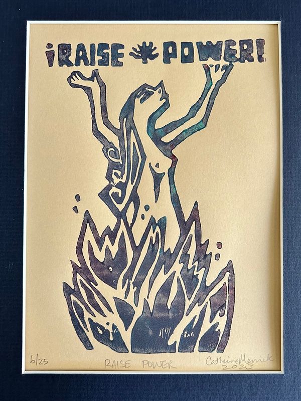 Limited edition Lino/wood block prints come with a download code for Raise Power. Handmade! Currently only available at shows