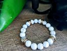 White Howlite Jasper Bracelet with Gold Rings