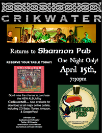 Crikwater Returns to Shannon Pub!