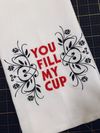 Fill My Cup Tea Towel - Red/Black
