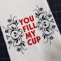 Fill My Cup Tea Towel - Red/Black