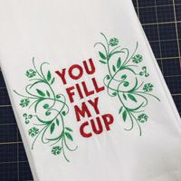 Fill My Cup Tea Towel - Red/Green