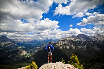 High above the town of Banff in Banff National Park. Alberta, Canada
