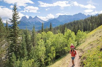 Hiking in Canmore Alberta, Canada with little Scarlett
