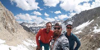John Hull, Kenny Eng and I hiking over the Mono Pass. Easter Sierra
