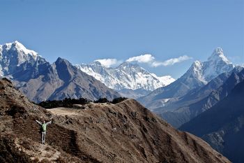 Below Everest and Ama Dablam in the Himalaya

