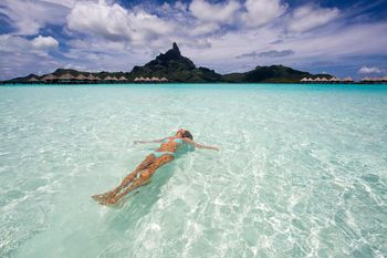 Courtney enjoying the most beautiful beach. Bora Bora, Tahiti
