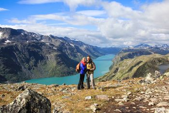 Courtney and I hiking the famous Bessegen Ridge in Norway

