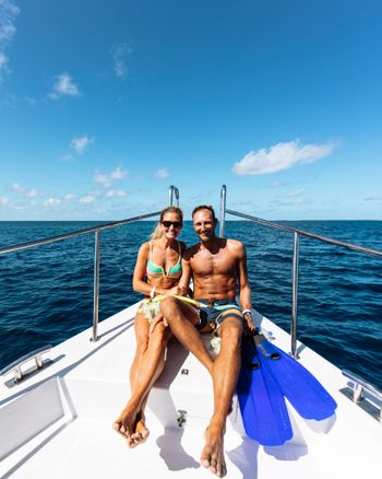 Courtney and I, diving in the Maldives
