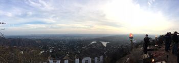 Atop the Hollywood sign filming with Band of Horses
