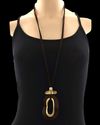 Longevity Pendant long necklace with gold tone accents