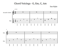 Guitar Chord Voicings Up the Neck: G, Em, C, Am