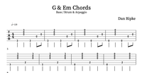 Guitar - Mixed Bass / Strum & Arpeggio patterns for G and Em Chords