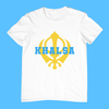 Kids Unisex White Khalsa Khanda T-Shirt (We Are The Khalsa Animation)