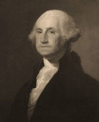 Gilbert Stuart - "Portrait of George Washington"  TR's portrait has this face in a military uniform.
