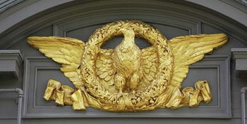 Gutzon Borglum - Eagle with Laurel Wreath - In the North Room and on the outside North Wall
