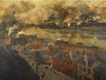 Fritz Thaulow - "Smokey City" - Grift from Henry Clay Frick - Hangs over Piano
