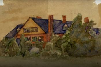 Gertrude Young Watercolor - "1900 Sagamore Hill" - Alice's Governess
