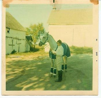 Preparing for a show with my Appaloosa mare, Dusty Snow.
