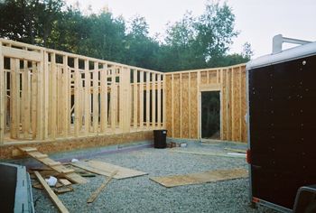 the garage with the kennel yard door on right
