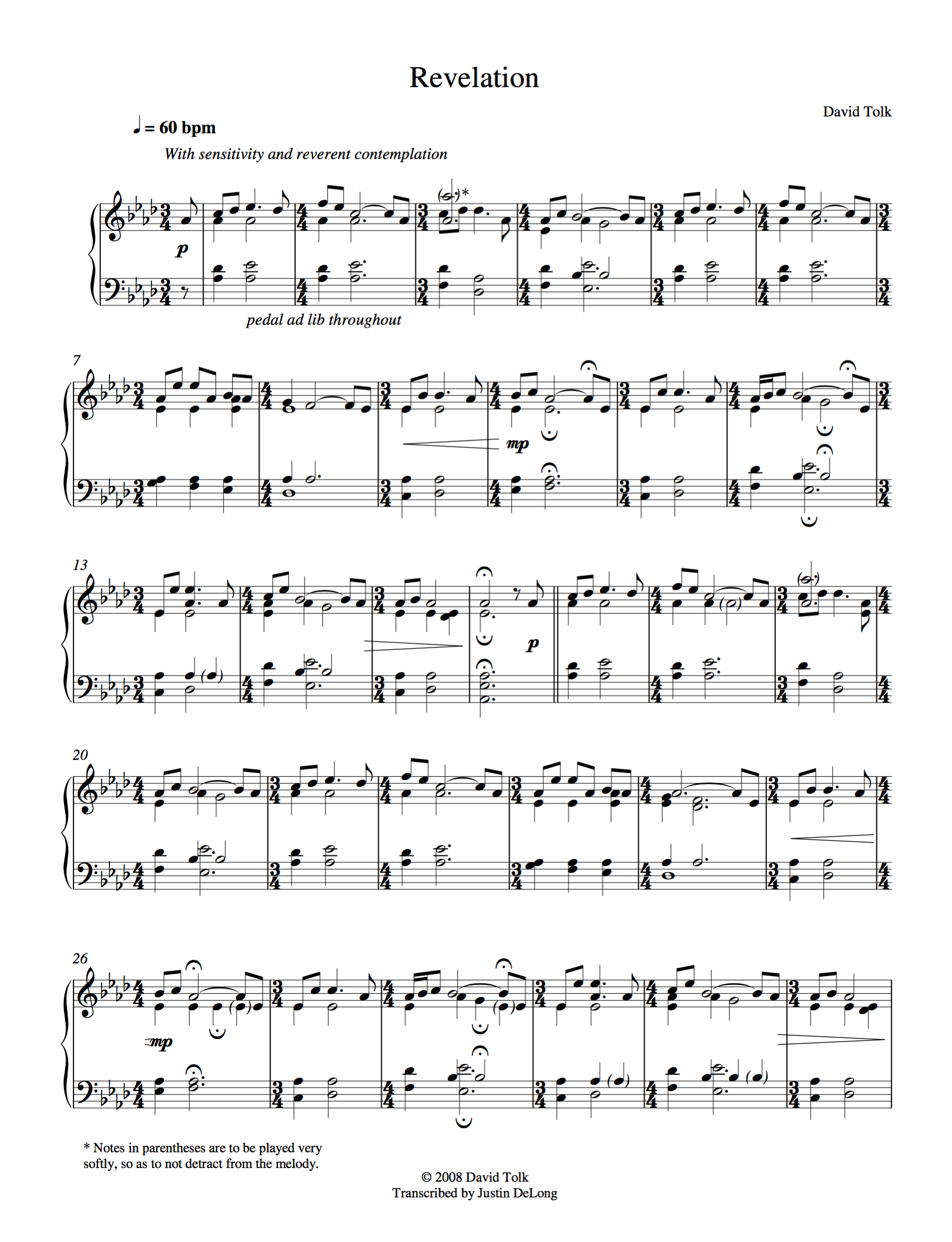 Revelation Song Sheet Music; Transposable Sheet Music - Download & Print