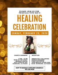 Priscilla Y's Healing Celebration