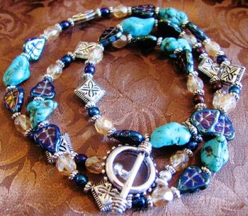 Gemstone, turquoise necklace/ wrist wrap 24" $45.00
