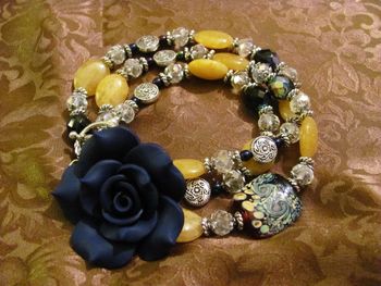 Gemstone ,navy rose, necklace/wrist/wrap 24"

