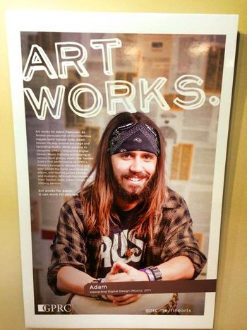 Art Works promotional poster 2014, Grande Prairie Regional College. Cred: Beauchamp Photography.
