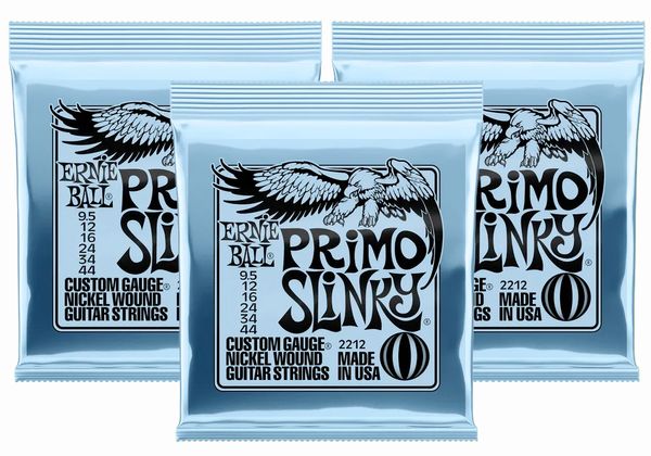 3 Packs of Ernie Ball 2212 Primo Slinky Guitar Strings (9.5-44)
