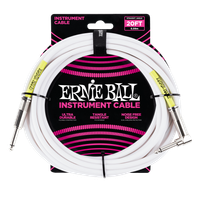 Ernie Ball P06047 Ultraflex 1/4" TS 20' Guitar Instrument Cable (white)