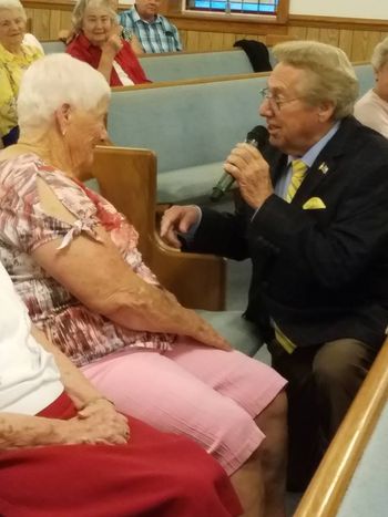 James Austin singing "I Just Love Old People" to Mrs. Bessie
