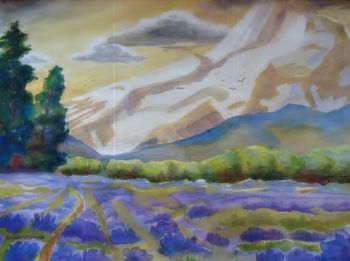 Lavendar Fields are in Hood River, Oregon with Mt. Hood in the background.  This location is spectacular as you look up at the north glaciers on the mountain.  22" x 30", $800.
