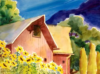 "Grandpa Don's Barn" is home to his pumpkin patch in the fall and the flower u pick patch all summer. Located on Borland Rd. in West Linn, Oregon. 30" x 22" Original available and prints.
