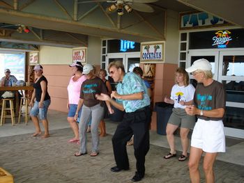 Flash teaching the O.D. Glide at the Tiki Bar
