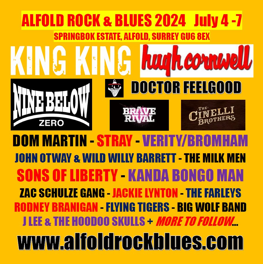 Sons announced for Alfold Rock and Blues Festival 2024