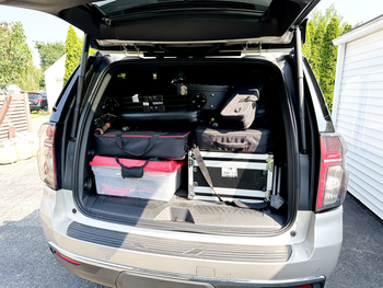 Lego style packing in our sweet rental for a 4.5 hour drive to Cameron County, PA performance at Andrews Farm for the Summer Solstice Evening event in Emporium with Lisa Bodnar and Whistlegrass.
