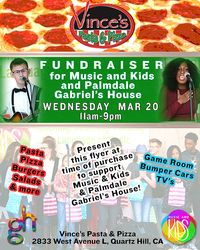 Music and Kids & Gabriel's House Fundraiser at Vince's Pasta and Pizza