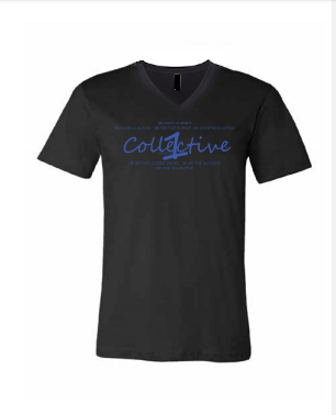 1COLLECTIVE© ECLIPSE MOON V-NECK (MIDNIGHT BLUE LETTERING)