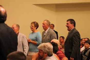 Shot of Ernie and Deb, and Gary Lewis, Camp Meeting on the Mountain 2015.
