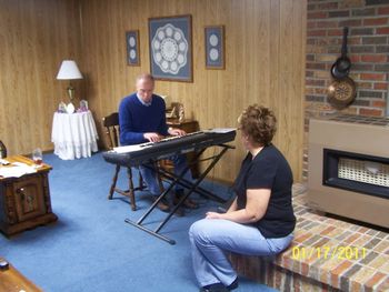 Roger Talley at our house working on our new project. He is actually recording a practice track. 01/17/11
